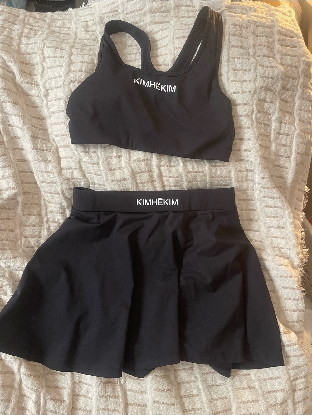 Kimhekim black tennis bra + mini skirt set